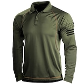 cheap Tops-Men&#039;s T shirt Henley Shirt Long Sleeve Shirt Top Outdoor Breathable Quick Dry Lightweight Soft Polyester Black Grey Black White Fishing Climbing Camping / Hiking / Caving