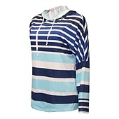 billige Sport hettegenser-dame hettegenser sweatshirt pullover aktive sportsklær stripet fritidssport hette hette snøring print lange ermer blågrønn høst &amp;amp; vinter