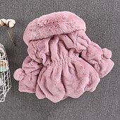 voordelige Meisjes Nepbont Jassen-Kinderen Voor meisjes Jas van imitatiebont Effen Kleur Actief Veters School jas bovenkleding 2-8 jaar Winter Zwart Wit Rood