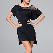 abordables Tenues de danse latine-Danse latine Robe Creuse Couleur Pure Femme Utilisation Entraînement Manche Courte Taille haute Elasthanne