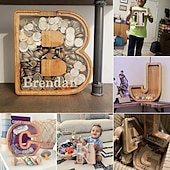 economico I regali-salvadanaio in legno fai da te per ragazzi e ragazze lettere salvadanaio in legno salvadanaio, salvadanaio in legno regalo per compleanno bambini, regalo di Natale