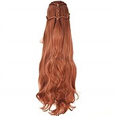 tanie Peruki z postaciami z filmów-hobbit władca pierścieni film elf tauriel peruka do cosplay złotobrązowe włosy długie faliste warkocze peruki dla kobiet party show halloween peruki