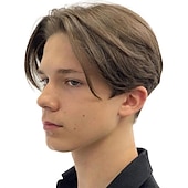 cheap Party Wigs-Short Straight Synthetic Wig Realistic Natural Side Part Wigs for Men Halloween Wigs