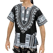 billiga afrocentriskt mode-Herr Moderna afrikanska kläder Plusstorlek Afrikanskt tryck Dashiki Maskerad Vuxen Topp Fest