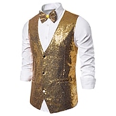 preiswerte Men&#039;s Vest-Herren Weste Hochzeit Party Party / Abend Ausgehen Strassenmode Brautkleider schlicht Frühling Herbst Tasche Polyester warm halten Schnelltrocknend Feste Farbe Einreihiger Verschluss V Ausschnitt