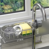 cheap Kitchen Storage-Kitchen Storage Rack Faucet Rack Black Gold Household Sink Dishwashing Sponge Rag Drain Water Hanging Basket Sink