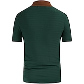 cheap Men&#039;s Classic Polo-Men&#039;s Knit Polo Sweater Polo Shirt Street Casual Button Classic Short Sleeve Fashion Casual Graphic Striped Button Front Summer Spring Fall Regular Fit Navy Blue Green Khaki Knit Polo Sweater
