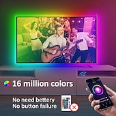 baratos luzes de tira à prova d&#039;água-luz de tira de luz de fundo led à prova d&#039;água usb rgb 5m 16.4ft com app bluetooth 16 milhões mudança de cor smd 5050 para tv monitor pc sala de jogos 5v