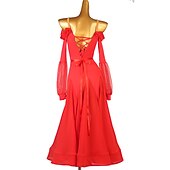 رخيصةأون قاعة الرقص القياسية-رقص الصالة فستان مفصل منفصل نسائي التدريب أداء كم طويل ارتفاع عال نايلون شيفون