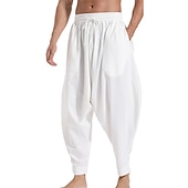 billiga Retro-Herr Långbyxor Sommarbyxor Joggarbyxor Baggy Harem Byxor Boho byxor Snörning Elastisk midja Mönster Slät Komfort Andningsfunktion Ledigt Dagligen Streetwear Sport Mode Svart Vit Microelastisk