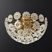 billiga Globdesign-kristallkronor koppar guld konst taklampa glas blomma konstnärlig lämplig för dekorativ belysning av sovrum garderob kök vardagsrum korridor