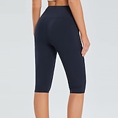cheap Yoga Leggings &amp; Tights-Women&#039;s Yoga Pants Side Pockets Butt Lift Tummy Control High Waist Pilates Gym Workout Running Capri Leggings Bottoms Solid Color Black White Dark Navy Sports Activewear High Elasticity Skinny