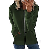 economico Felpe e Sweatshirt Texturizzati-Per donna Felpa con cappuccio e zip Maglione Abbigliamento sportivo Cerniera Tasca frontale Verde Blu Viola Liscio Sport Manica lunga S M L XL XXL
