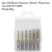 cheap Drill Bit Set-6pc HSS4341- Compound Tap Drill Bits Cobalt Taps Metric Combination Drill Bits 1/4 inch Hexagonal Quick-change Metal Drilling Tool