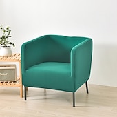 billiga Fåtöljskydd och armlöst stoltäckning-stretch fyrkantiga badkar stol vinröd slipcover sofföverdrag möbelskydd hög stretch 1 stycke soffa stolsöverdrag för vardagsrum slitstarkt spandex tyg icke glidtvättbar