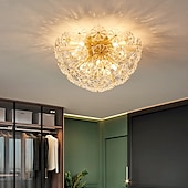 billiga Globdesign-kristallkronor koppar guld konst taklampa glas blomma konstnärlig lämplig för dekorativ belysning av sovrum garderob kök vardagsrum korridor