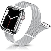 Χαμηλού Κόστους Ζώνες Apple Watch-Μιλανέζικη Πλέξη Συμβατό με Ζάντα ρολογιού Apple Watch 38mm 40mm 41mm 42mm 44mm 45mm 49mm Γυναικεία Μαγνητικό κούμπωμα Ρυθμιζόμενο Ανοξείδωτο Ατσάλι Ανταλλακτικό λουράκι ρολογιού για iwatch Series