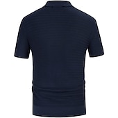 cheap Men&#039;s Classic Polo-Men&#039;s Knit Polo Sweater Polo Shirt Street Casual Button Classic Short Sleeve Fashion Casual Graphic Striped Button Front Summer Spring Fall Regular Fit Navy Blue Green Khaki Knit Polo Sweater