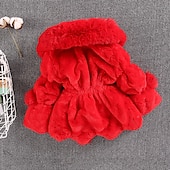 voordelige Meisjes Nepbont Jassen-Kinderen Voor meisjes Jas van imitatiebont Effen Kleur Actief Veters School jas bovenkleding 2-8 jaar Winter Zwart Wit Rood