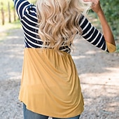 cheap Daily Family Matching-Mommy and Me T shirt Tops Striped Daily Yellow Rose Red Long Sleeve Active Matching Outfits