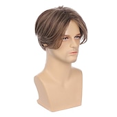 cheap Party Wigs-Short Straight Synthetic Wig Realistic Natural Side Part Wigs for Men Halloween Wigs