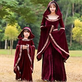 זול שמלה-רטרו\וינטאג' ימי הביניים רנסנס שמלות קוסם ויקינג הנכרי מכשפות עלון תחפושות בגדי ריקוד נשים בנות קלטי מלכותי ליל וולפורגיס האלווין (ליל כל הקדושים) קרנבל נשף מסכות מסיבה\אירוע ערב