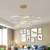 economico Luci a sospensione-moderna lampada a sospensione a led, lampadario a 3 anelli dimmerabile con telecomando lampada a sospensione circolare per camera da letto cucina isola soggiorno sala da pranzo foyer