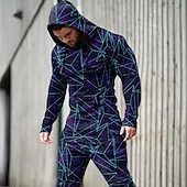 abordables Conjunto de Sudadera 3D para Hombre-Hombre Graphic Geométrico 2 piezas Conjuntos de sudaderas 3D Chándal Sudaderas Manga Larga Pantalones largos Con Capucha Ropa de calle Ropa deportiva Básico Deporte Casual Deportes Estampado