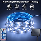 olcso Távirányító-5 m 16,4 láb rgb napelemes led szalag fénykötél 300 led smd2835 távirányítóval 8 mód színváltó usb töltés 1000mah ip67 vízálló kültéri dekor automata időzített