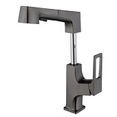 abordables Robinets de lavabo-Mitigeur d&#039;évier de salle de bain corps relevable bec verseur à 2 modes, robinet de lavabo en laiton rotatif à 360 ° monté sur le pont, avec robinet de cuve d&#039;eau chaude et froide