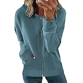 economico Felpe e Sweatshirt Texturizzati-Per donna Felpa con cappuccio e zip Maglione Abbigliamento sportivo Cerniera Tasca frontale Verde Blu Viola Liscio Sport Manica lunga S M L XL XXL