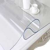 cheap Tablecloth-Soft Glass Table Cloth 1.5mm PVC Transparent Tablecloth Waterproof Rectangular Table Cover Pad Kitchen Oil-Proof Table Mat