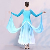 cheap Ballroom Dancewear-Ballroom Dance Competition  Dress Split Joint Crystals / Rhinestones Women&#039;s Training Performance Long Sleeve Mesh Spandex Chiffon
