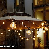 abordables Enchufe eléctrico-3m g40 luces de cadena de globo luces de patio colgantes al aire libre con 10 bombillas transparentes luces de patio conectables para decoración interior al aire libre 10 enchufes colgantes e12 base