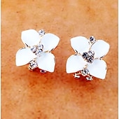 abordables Boucles d&#039;oreilles-1 paire Boucles d&#039;oreille Clou For Femme Soirée Casual du quotidien Strass Plaqué or Floral Fleur Camélia