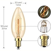 Недорогие Лампы накаливания-10шт 6шт 4шт 40Вт винтажные лампочки Эдисона старинные лампы накаливания e14 c35 свеча подвесной светильник теплый желтый 2200-2700k ретро с регулируемой яркостью декоративные 220-240В