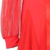 رخيصةأون قاعة الرقص القياسية-رقص الصالة فستان مفصل منفصل نسائي التدريب أداء كم طويل ارتفاع عال نايلون شيفون