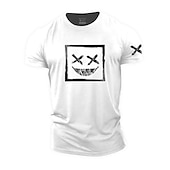 billiga Mäns grafiska t -shirt-Herr Grafisk Grimas T-shirt Vardaglig stil 100 % bomull Kortärmad Grafisk Skjorta Vin Svart / Grå Svart Bekväm t-shirt Utomhus Gata Modedesignerkläder