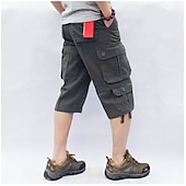 billiga Klassisk-Herr Cargo-shorts Vandringsshorts Militär Sommar Utomhus Ripstop Andningsfunktion Snabb tork Multi Pocket Capribyxor Underdelar Under knäet Amy Green Svart Bomull Klättring Camping / vandring