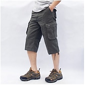 billiga Klassisk-Herr Cargo-shorts Vandringsshorts Militär Sommar Utomhus Ripstop Andningsfunktion Snabb tork Multi Pocket Capribyxor Underdelar Under knäet Amy Green Svart Bomull Klättring Camping / vandring