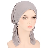 economico Cappelli-nuovo elastico di colore solido avvolgere la testa della sciarpa cappelli musulmano turbante cofano per le donne interno del cappello del hijab moda femminile turbanti cappellini