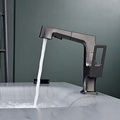 abordables Robinets de lavabo-Mitigeur d&#039;évier de salle de bain corps relevable bec verseur à 2 modes, robinet de lavabo en laiton rotatif à 360 ° monté sur le pont, avec robinet de cuve d&#039;eau chaude et froide