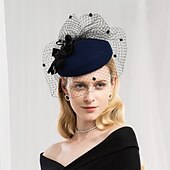 baratos Chapéus e Fascinators-Peça para Cabeça Lã Chapéu de Pires Chapéu de Caixa de Comprimidos Kentucky Derby Corrida de cavalos Dia da Mulher Copa Melbourne coquetel Elegante Com Laço Miçangas Capacete Chapéu