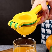 abordables Utensilios de cocina y gadgets-Exprimidor de lima limón 2 en 1 - exprimidor de mano exprimidor de limón - exprimidor de cítricos manual de extracción máxima (atolón amarillo y azul vibrante)