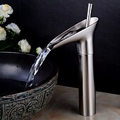 رخيصةأون كلاسيكي-صنبور بالوعة الحمام النحاسي العتيق ، صنابير الحمام ذات الفتحة الواحدة بمقبض واحد مع مفتاح ساخن وبارد وصمام سيراميك