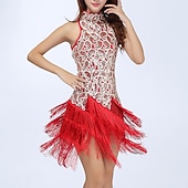 Недорогие Платья для практики-Платье для латинских танцев с бахромой и кисточками, с блестками, женское, для тренировок, без рукавов, из полиэстера