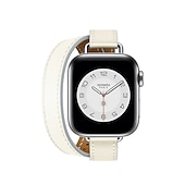 abordables correas de reloj de manzana-Ver Banda para Apple Watch Series 8 7 6 5 4 3 2 1 SE Cuero Auténtico Reemplazo Correa Double Tour Pulsera