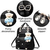 ieftine Genți de cărți-posetă rucsac pentru femei genți de umăr din piele de capacitate mare mini rucsac drăguț pentru fete, negru, cadou înapoi la școală