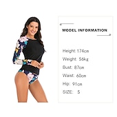 baratos Rash Guards de Uma Peça-Mulheres Maiô Rashguard Maiô de duas peças Floral Proteção Solar UV UPF50+ Secagem Rápida Manga Longa Roupa de Banho Roupa de banho Surfe Esportes Aquáticos Natação Verão