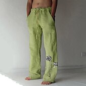 billiga Klassisk-Herr Grafisk Grafiska tryck Långbyxor Sommarbyxor Strandbyxor Medium Midja Mode Streetwear Designer Ledigt Dagligen För semester Elastisk dragsko-design Framficka Rakt ben Vår &amp; Höst 3D-tryck Vit